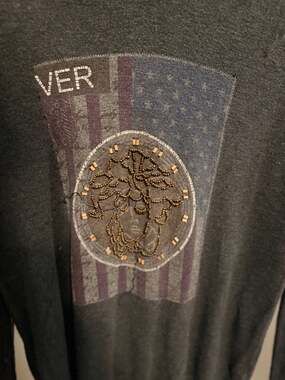 Versace Classic V2 Beaded Medusa American Flag V-Neck Sweater Size XL